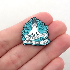 Shark Enamel Pin with 30 Rock Quote